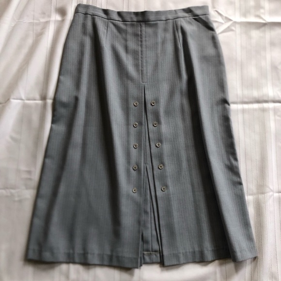 Vtg Soft Blue Pinstripe Skirt - Picture 4 of 13